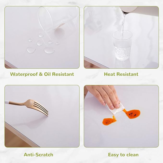 Eisdroma 16 x 32 Inch Clear Table Cover Protector, Clear Desk Mat, Clear Table Protector, 1.5mm Thick Plastic Table Cover, Vinyl Table Protector, Clear Desk Pad, Desk Mats on Top of Desks