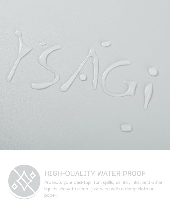 YSAGi Non-Slip Leather Desk Pad, Waterproof Laptop Computer Desk Keyboard Mat, Table Protector Blotter Mat, Large Mouse Pad for Office/Work/Home/Decor(Silver-Grey, 31.5" x 15.7")