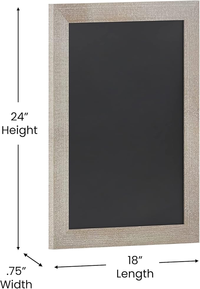 HBCY Creations 18" X 24" Weathered Lightwash Solid Wood Frame Wall Chalkboard, Magnetic Surface, Home Décor, Restaurant & Café Menus, Blackboard, Includes Chalk, Eraser & Hanging Hardware