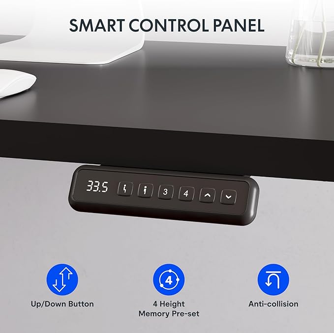 FLEXISPOT L Shaped Standing Desk, 63 x 55 Inch Electric Height Adjustable Corner Desk, Sit Stand Computer Workstation, Preset Controller, Home Office, Black Frame with Black Top, Black Drawer
