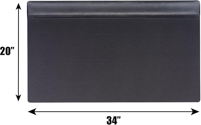 Dacasso Black Leather 34" X 20" Top-Rail Desk Pad