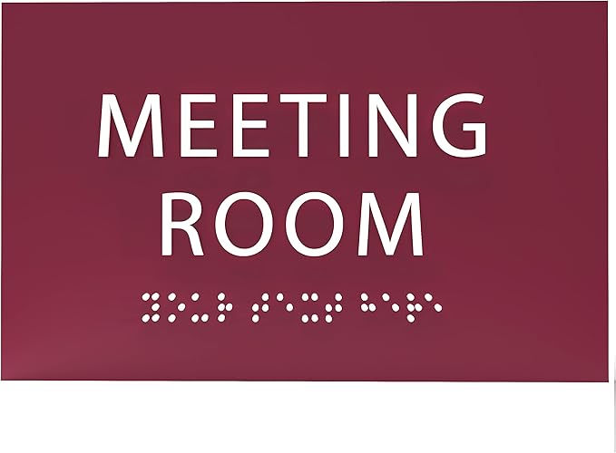 ADA CENTRAL SIGNS - 6" X4" Meeting Room Sign - ADA Compliant Tactile Graphics Grade 2 Braille Text Acrylic Wall Sign | Privacy, Interview, Room Name Sign for Schools, Hospitals, Offices, & Apartments