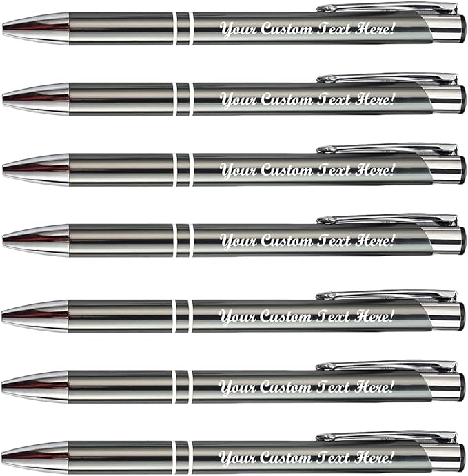 HH-STUDIO CUSTOM 50 Promotional Metal Ballpoint Pen Engraved With Your Logo Company Info or Message