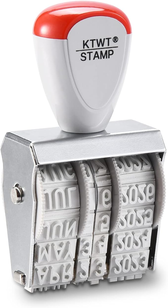 KTWT 1.5" Rubber Stamp Line Dater, Date Stamp, Office Stamp, Rotating Stamp 3/16" (5mm)