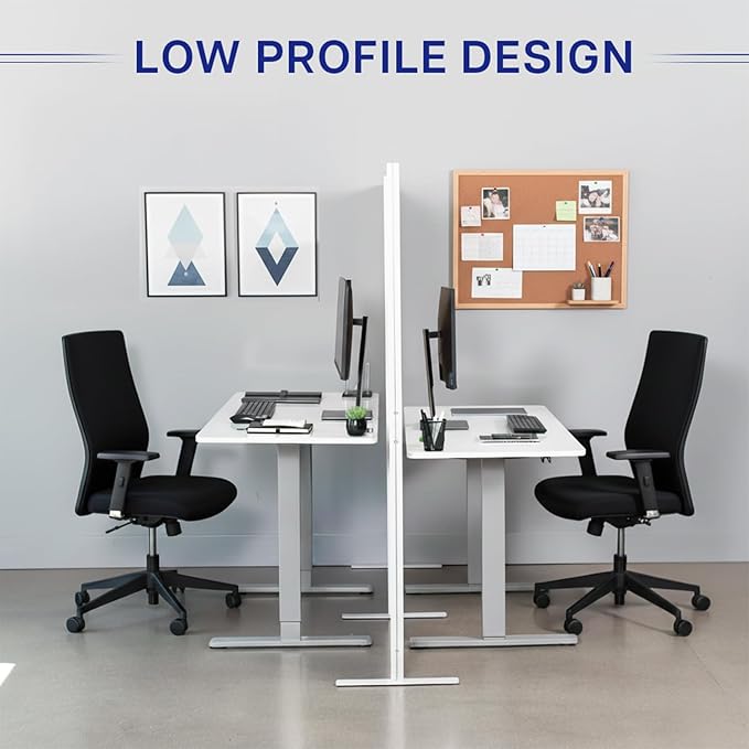 VIVO Modular Wall System, 2 PET Panels, Modern Professional Office Cubicle Dividers, Freestanding Privacy-Screen, 66 inches High, Flat Wood, Silver Frame, PP-MWS63C