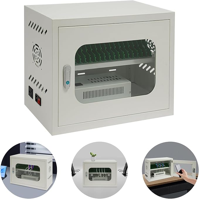 Rechargeable Mobile Phone Charging Cabinet,20 Slots Cell Phones Charging Station Portable Cellphone Charging Cart with Combination Lock, for Students and Employees, Tourists (20Slots)