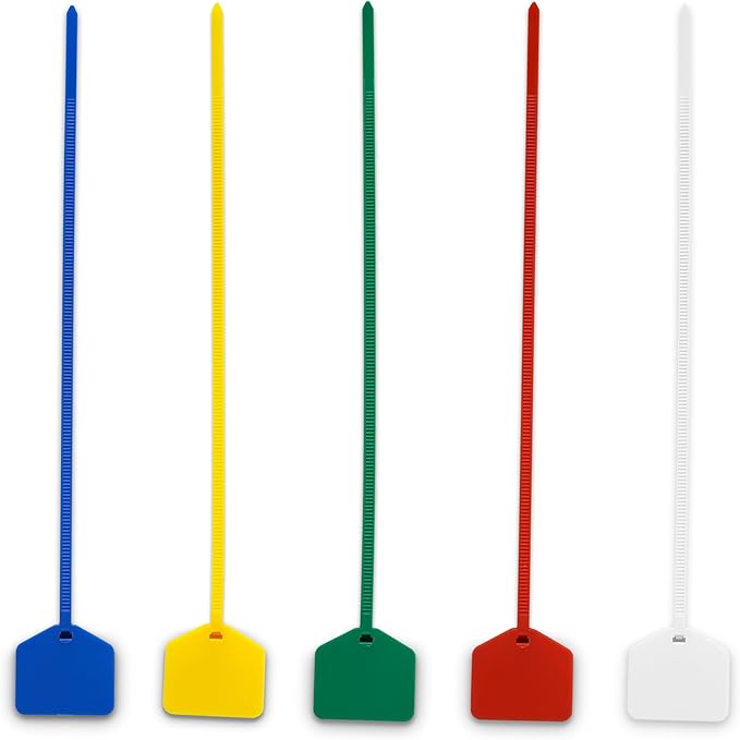 8 in Marker Nylon Cable Ties, Plastic Water Proof Tags, Self-Locking Written-on Cable Marker, Security Seals Label for Cabling, Wire Marking Label, Shipping Hanging Tags - Mulit colors/ 100pcs
