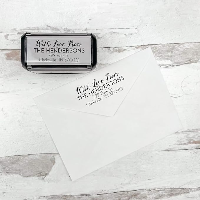 Self Inking Modern Address Stamps | Custom Return Address Stamper (with Love from, Large)