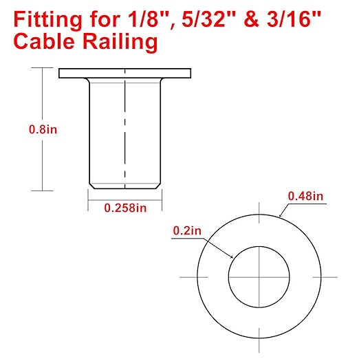 BLIKA 120 Pack Black Stainless Steel Protector Sleeves for 1/8" 5/32" or 3/16" Deck Cable Railing, for Wood/Composite Posts, T316 Marine Grade, Black Cable Railing Protector Sleeves