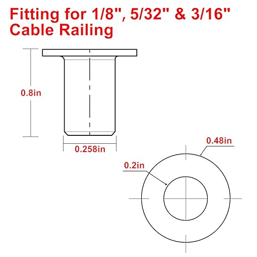 BLIKA 300 Pack Stainless Steel Protector Sleeves for 1/8" 5/32" or 3/16" Deck Cable Railing, for Wood/Composite Posts, T316 Marine Grade