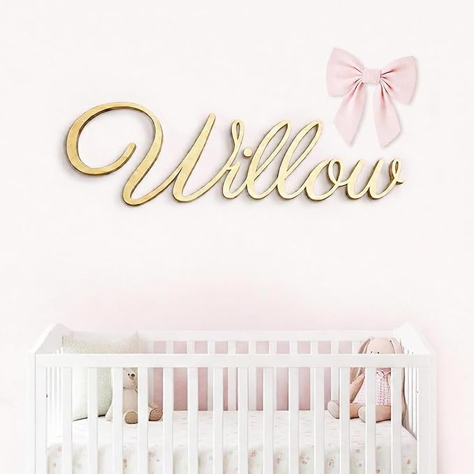 Personalized Wooden Name Sign for Nursery Wall Decor - Custom Wood Letters Name Plate for Kids Room - Customizable Wall Sign for Baby, Family Name, Wedding in Multiple Colors & Fonts (6-84inch)
