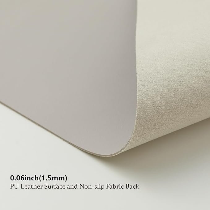 Leather Desk Mat - Small Non-Slip PU Desk Pad for Office and Home - Desk Organization and Accessories - Ideal for Large Mouse Pad and Small Desk Mats on Top of Desks (Light Gray,23.6"x 13.8")