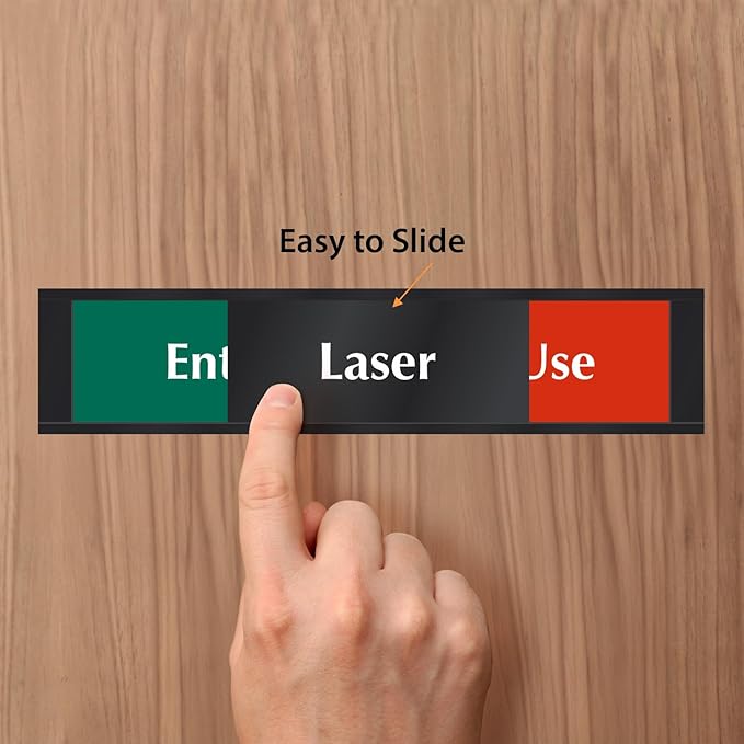 SmartSign Laser - Enter/In Use Slider Sign, 2.25" x 10", 60 mil Plastic Plate in Aluminum Frame with Foam Adhesive Backing, Privacy Slide Door Indicator, Red/Green on Black, Made in USA