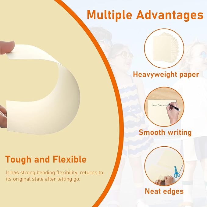 Guakicae 150 Sheets Cream Cardstock 5 x 7 Ivory Paper, 300gsm/110lb Heavyweight Flat Off White Card Stock Printer Paper for DIY Card Making, Business Cards, Thank You Cards, Certificates, Postcards