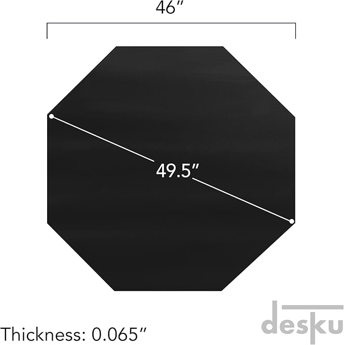 DESKU - Octagon Gaming Chair Mat, Computer and Office Chair Mat for Hard Floors, Black, 46 Inches x 49.5 Inches, Made in The USA