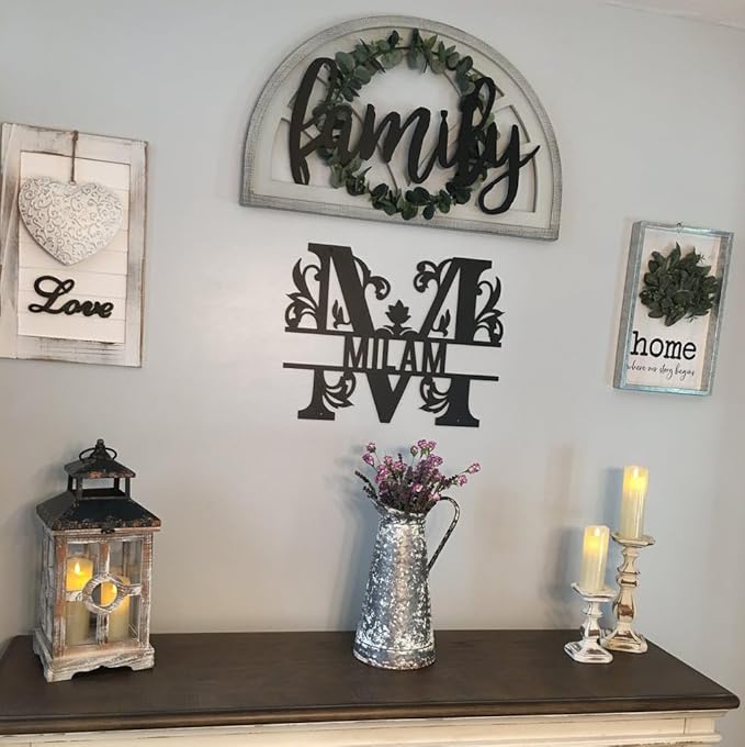 RealSteel, Metal Name Sign, Custom Steel Signs, Metal Wall Art, Split Letter Monogram, Wall Decor, Family Name Sign, Personalized Wedding Gift, Garden Decor