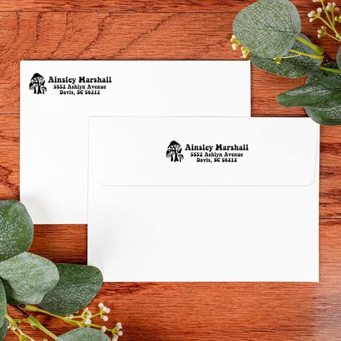 Custom Floral Address Stamp | Choose from 12 Designs | Multiple Ink Color Options | Envelope Return Address Stamp for Couple or Family (Design 12, Large)