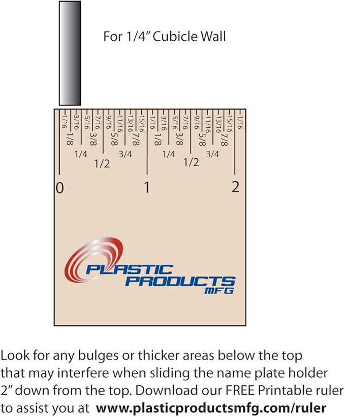 Acrylic Partition Name Plate Holders - Single Sided 8-1/2" Wide x 2" high (25 - PK, 1/4" Cubicle Wall) by Plastic Products Mfg.