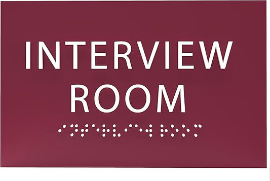ADA CENTRAL SIGNS - 6" X4" Interview Room Sign - ADA Compliant Tactile Graphics Grade 2 Braille Text Acrylic Wall Sign | Privacy, Meeting, Room Name Sign for Schools, Hospitals, Offices, & Apartments