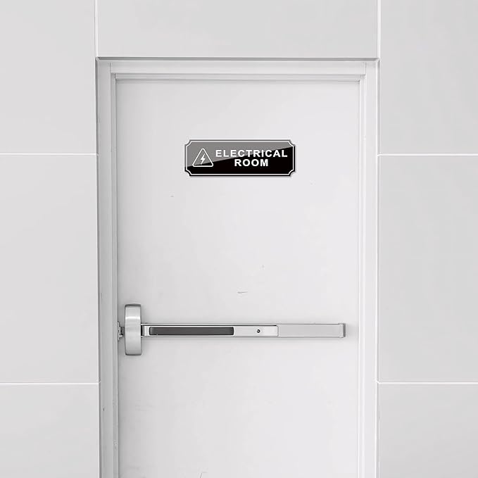 Electrical Room Door Sign for Business，Self-Adhesive Durable Modern Electrical Closet Room Sticker for Home, UV and Weather Resistant Authorized Personnel Only Signs for Business ，Workplace