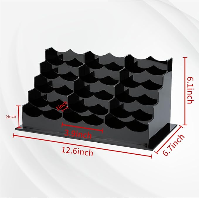 Vevitts Business Acrylic Card Holder Display for Desk, 15 Slots 5 Tiers Multiple-Black Acrylic Business Card Stand Set, Holds Approximately 750 Cards