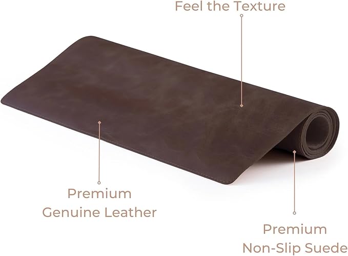 Node Leather - Genuine Leather Desk Mat (32" x 16"), Desk Organizer & Cup Coaster - Leather Office Set - Premium Handmade Office Accessories for Elegant Workspace - Dark Brown
