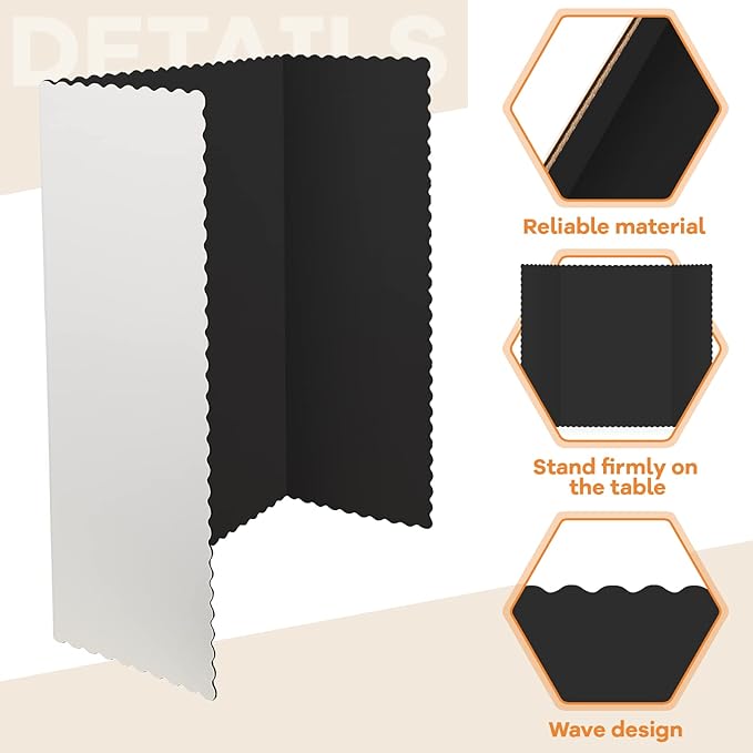 Ctosree 24 Pcs 14 * 22inch Tri Fold Poster Board Bulk, Science Fair Project Display Paperboard, Single Wall, Lightweight Presentation Board (Black)