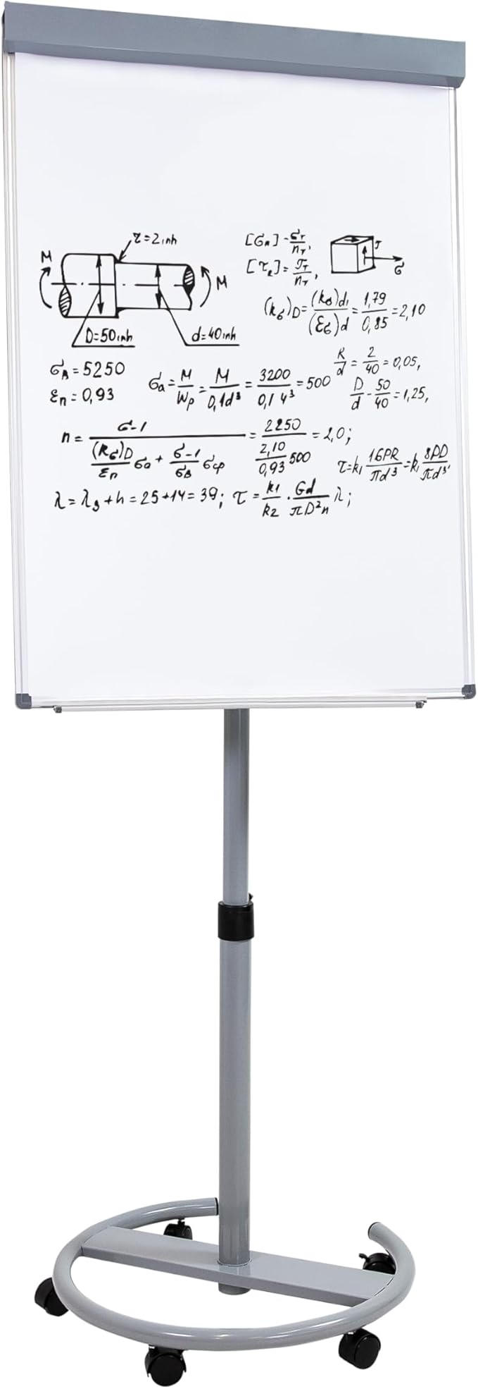 Sunnydaze Adjustable Magnetic Whiteboard Easel – Rolling Dry Erase Board with Flip Chart for Office, Home, or School