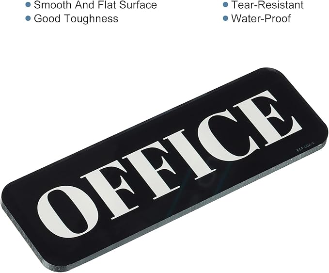 PATIKIL Office Sign, 2 Pack Acrylic 6"x2" Self Adhesive Door Sign Sticker Waterproof Decor Label for Office Home Business, Black