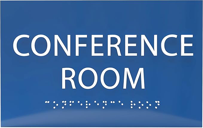 ADA CENTRAL SIGNS - 6" X4" Conference Room Sign - ADA Compliant Tactile Graphics Grade 2 Braille Text Privacy Sign | Wall Mount Plastic Meeting Signs For Schools, Hospitals, Offices, and Apartments