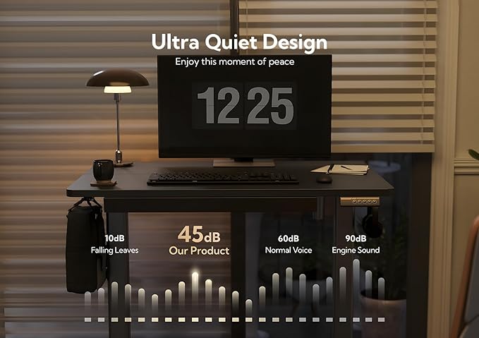 Claiks Standing Desk with Drawers, Electric Standing Desk Adjustable Height, Sit Stand Desk Computer Workstation, 40 Inch, Black