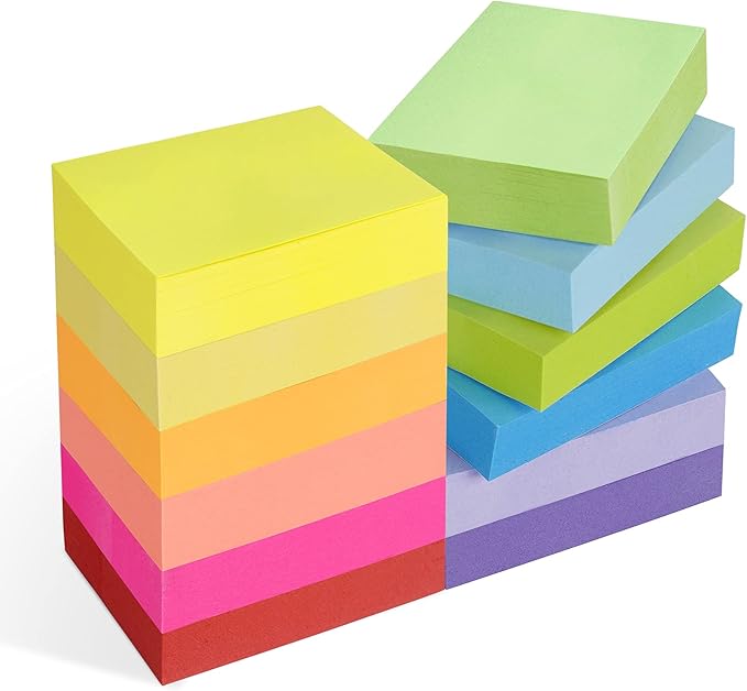 Agoer 2400 pcs Small Sticky Notes,2 x 1.5 Colored Notes Pads,24 Pack Bright Colors Self-Stick Notes,Super Adhesive Sticky Notes,Mini Post Stickies for Office Home School (12 Colours)