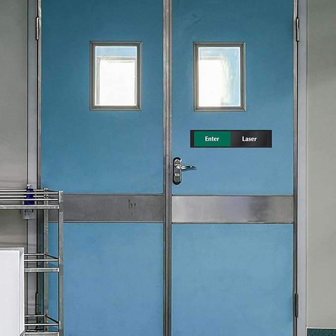 SmartSign Laser - Enter/In Use Slider Sign, 2.25" x 10", 60 mil Plastic Plate in Aluminum Frame with Foam Adhesive Backing, Privacy Slide Door Indicator, Red/Green on Black, Made in USA