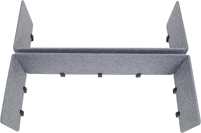 ReFocus Raw Clamp-On Acoustic Desk Divider Mounted Privacy Panel Set – Reduce Noise & Visual Distractions for Office, Study (Castle Gray, 2× Long (59"×16") + 4× Short (23.6"×16"))