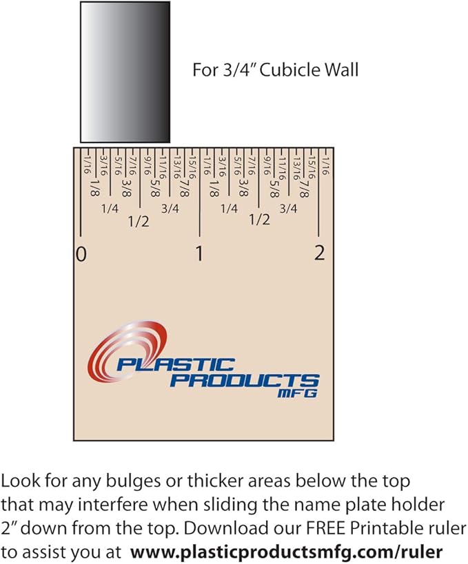 Glass Wall Name Plate Holders - Single Sided 8-1/2" Wide x 2" high (10 - PK, 3/4" Cubicle Wall) by Plastic Products Mfg.
