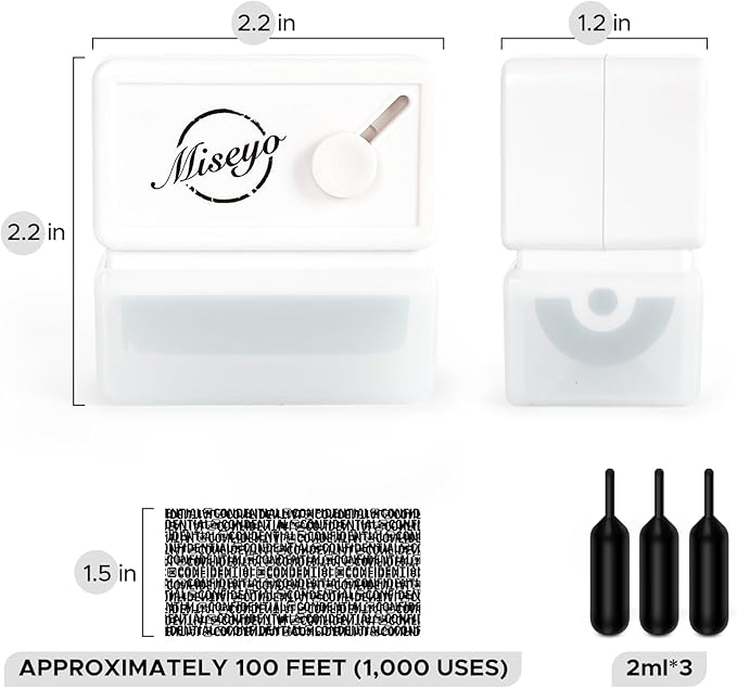 Miseyo Identity Theft Protection Roller Stamp Guard Your ID - White(3 Refill Ink Included)