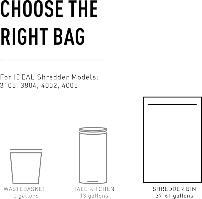 IDEAL Maintenance Bundle: AC0901H Gusseted Shredder Bags 40x14x48 Case 80 56-Gallon + High-Cling Lubricating Oil 4 Pint Bottles IDEACCED21/4H Compatible Models 4001 4003 4005