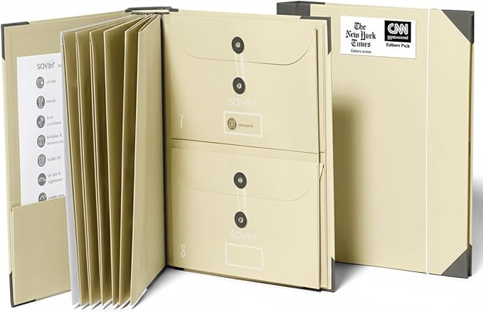 Savor | The Folio™ Document Organizer 2025 Edition | Premium Life Binder Acid-Free Custom Dyed Cloth-Bound Accordion Organizer w/ 10 Expandable Pockets | File Folders for Home Organization (Slate)