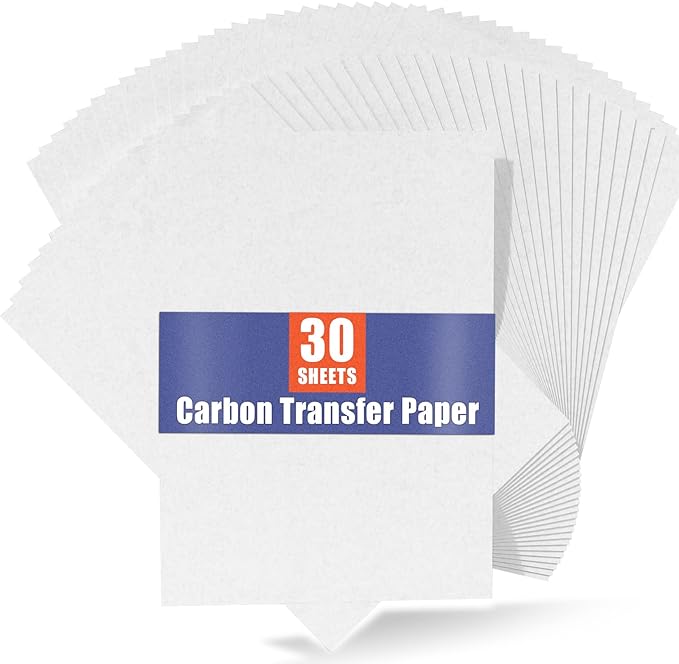 PSLER 30PCS White Carbon Transfer Paper for Wood Burning Craft, Paper, Canvas and Other Art Craft Surfaces A4 Size 8.27 X 11.81 Inch
