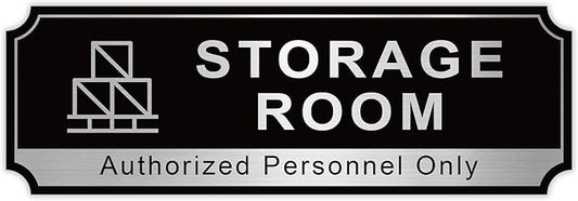 Storage Room Sign for Business Door, Self-Adhesive Durable Modern Storage Room Sticker, Brushed Silver Authorized Personnel Only Signs for Home, Business, Restaurants, Private Area