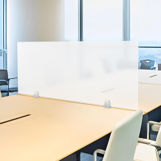 Desk Divider, Acrylic Desk Privacy Panels, Privacy Desk Screen, Frosted Acrylic Partitions with C-Type Clamps Acrylic Table Top Sneeze Guard for Offices Schools (47x18x2 in)