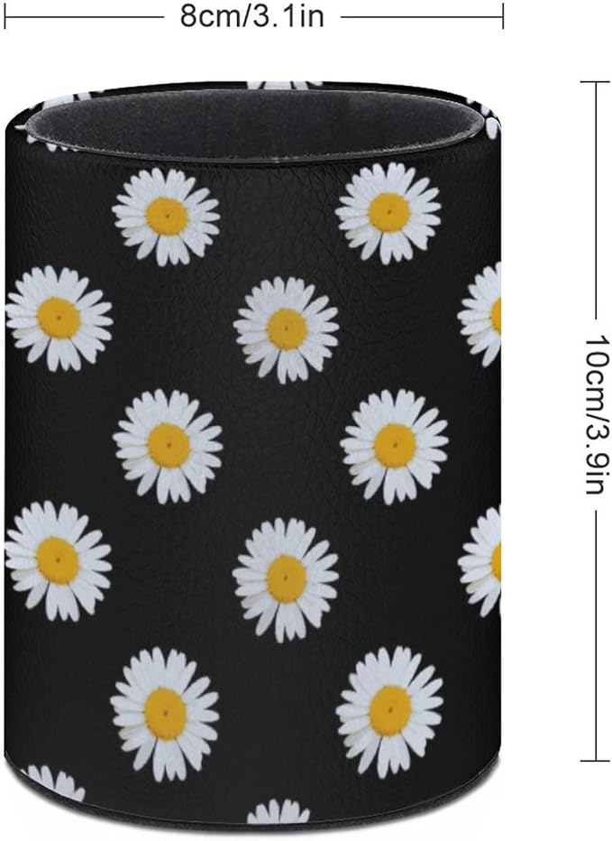 DIYYAO Personalize Sunflower Pattern Circular Pen Holder - Desk Pen Organizer Control Storage Box Makeup Brush Holder (D)