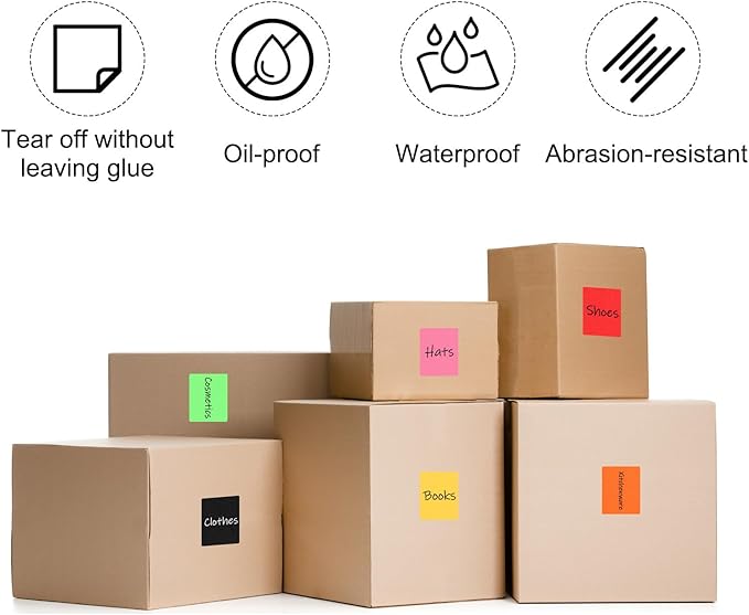PATIKIL 2 x 3 Inch Rectangle Inventory Color Coding Labels 1 Roll, Square Self-Adhesive Inventory Label Stickers for Office Home Organization Name Tags, 250 Per Roll, Black