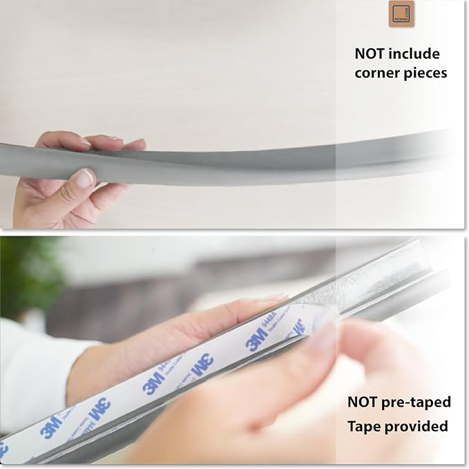 Roving Cove HeftyFit Edge Protector for Baby Proofing (9ft Large Edge Only), Heavy-Duty Soft Furniture Edge Bumper Guards, Desk Edge Cushion, Wall Corner Covers, 3M Adhesive, Stone Grey