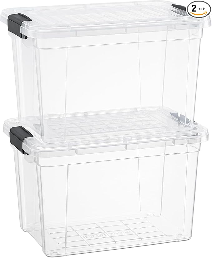 Superio Clear Storage Boxes with Lids, 8.75 Quart Plastic Container Bins for Organizing, Stackable Crates, BPA Free, Non Toxic, Odor Free, Organizers for Home, Office, School, and Dorm