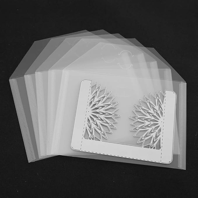 Large Stamp & Die Storage Pockets Resealable Clear Plastic Seal Bags Storage Case for Cutting Dies Stencil Album Stamp Crafts for DIY Scrapbooking Paper Card Craft Cutting Dies for Card Making