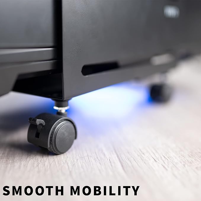 VIVO Large Computer Tower Desktop ATX-Case, CPU Steel Rolling Stand, 7.8 to 14 inch Wide Adjustable Mobile Cart Holder with Locking Caster Wheels, Gaming PC Holder, Black, CART-PC01L