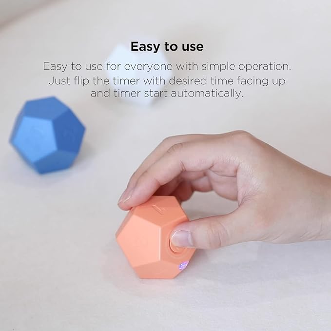 mooas Dodecagon Time Ball Rechargeable Mini Timer (White), 11 Preset Times, Desk & Study Productivity Timer, Sound/Vibrate/Mute, Easy to Use