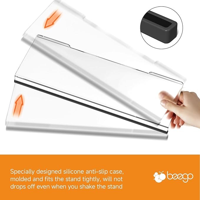 Beego Ergonomic Computer Keyboard Stand - Clear Acrylic Keyboard Riser Tilted Keyboard Holder Keyboard Tray with Black Non-Slip Strip for Easy Typing at Home School Office Desk Accessories