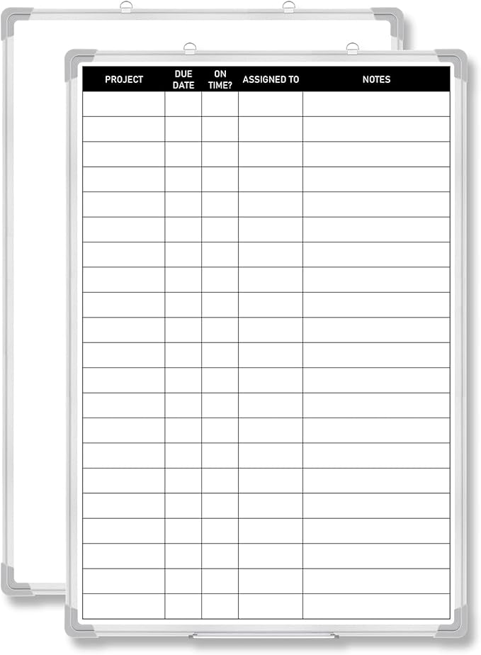 Lincia Aluminum Frame Dry Erase Board with Lines, Wall-Mounted Whiteboard for Scheduling, to Do Lists & Weekly Planning, Reusable Office Calendar for Home & Work (Project Planning Board,18"x24")